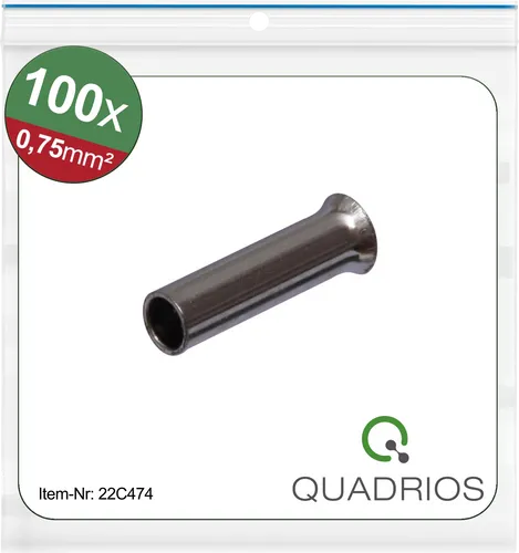 QUAD 22C474 - Aderendhülsen, unisoliert, 100 Stück, 0,75 mm²