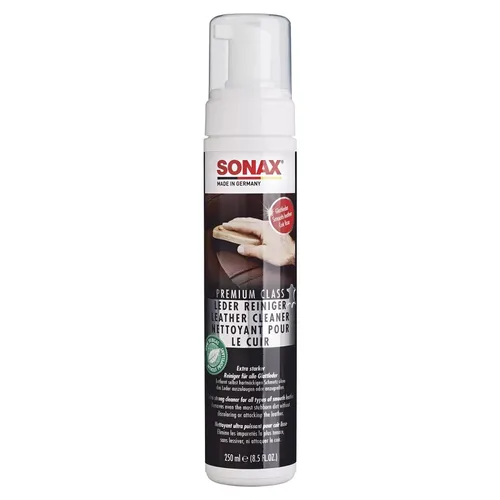 Sonax Lederreiniger Premium Class 250ml - Autopflege & Motorradpflege, ideal für Glattleder mit effektiver Reinigungskraft gegen Schmutz und schonender Anwendung dank Schaumapplikator.
