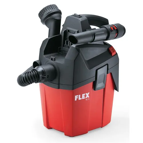 Flex Akku Kompakt Sauger VC 6 L MC 18.0 - Bodenstaubsauger mit 1400 l/min Saugleistung, ideal für mobile Anwendungen und professionelle Einsätze dank kompakter Bauweise und praktischem Tragegurt.
