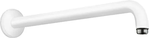 hansgrohe Brausenarm 27413700 - 38,9 cm Ausladung - Sanitärinstallation mit Wandbefestigungsplatte und Rosette, ideal für ein modernes Bad-Design in weiß matt.