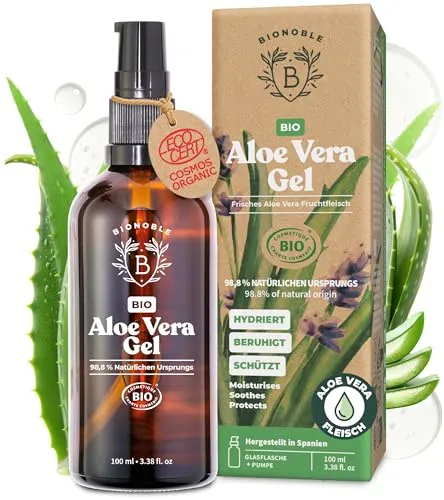 BIONOBLE Bio Aloe Vera Gel 100 Prozent Frischem Blattgel mit Ätherischem Lavendelöl