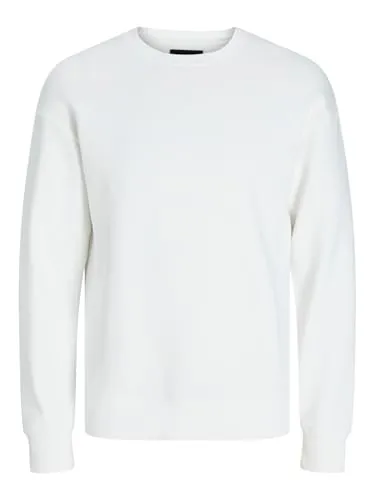 JACK & JONES JJESTAR BASIC SWEAT CREW NECK NOOS - Herren-Sweatshirt in Weiß aus angerauter Sweatware, pflegeleicht und modisch im loose fit mit Rundhalsausschnitt und Rippbündchen für optimalen Tragekomfort.