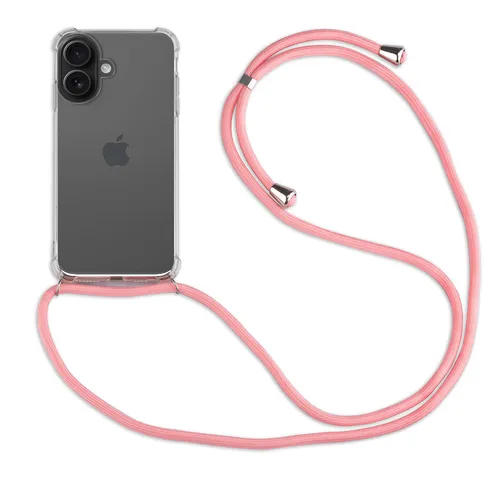 Handykette für Apple iPhone 16 Handymit Band Hülle mit Kordel Rosa