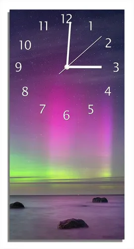 Wallario Wanduhr Lichter über stillem Meer (Uhr aus Acryl)