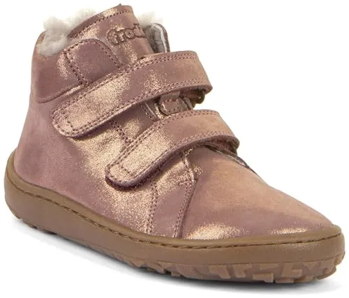 Froddo Barefoot Winter Furry Pink/Gold Größe EU 33 - Jungenschuhe mit Obermaterial aus Lammfell für ein angenehmes Barfußgefühl und extra flexible Laufsohle, ideal für die Freizeit.