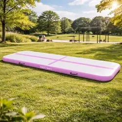 HAGO24 AirTrack Turnmatte 4m Pink – Aufblasbare Gymnastikmatte mit elektrischer Pumpe