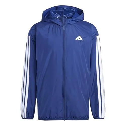 adidas Men's ESSENTIAL THREE STRIPES WINDBREAKER, Dark Blue/White, M