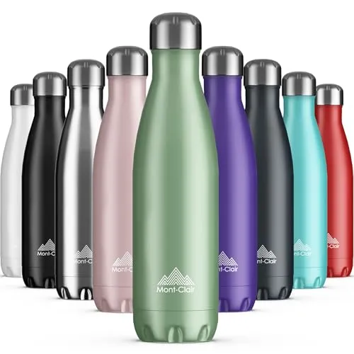 Mont-Clair Trinkflasche Edelstahl - Thermosflasche - BPA-freie - Water Bottle, Edelstahl trinkflasche 500ml - 24h Kalt & 12h Warm - Trinkflasche Auslaufsicher - Grün