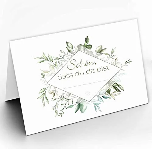 Tischkarten I DIN A7 I Platz-Karten Namens-Kärtchen Sitzplatz-Karten grün Aufsteller quer zum Beschriften I Geburtstag Hochzeit Taufe I dv742 40