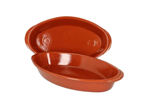 MamboCat Auflaufform 2er Set Boris Ton 32x18cm - Ovale Auflaufformen aus handgearbeitetem Steingut, ideal für kreative Gerichte und perfekt zum Servieren. Jede Form ist ein Unikat mit exzellenter Wärmeverteilung und praktischen Griffen.