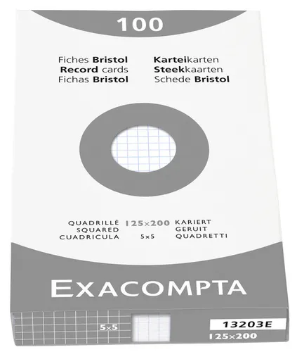 EXACOMPTA Karteikarten 100 x 150 mm kariert weiß 100 Karteikarten
