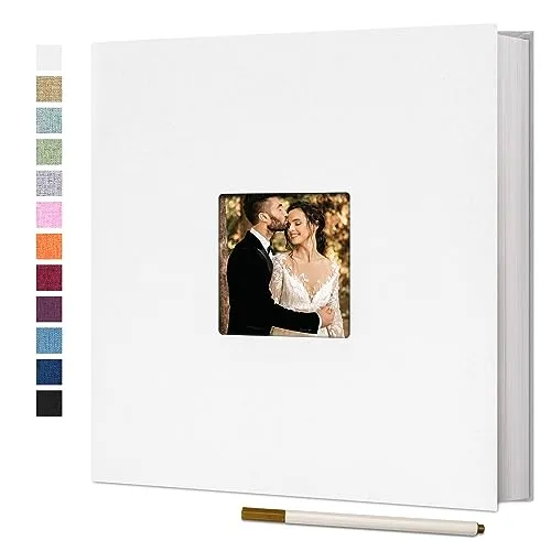 Vienrose Selbstklebende 10x15 Fotoalbum Einkleben und zum Selbstgestalten Groß leinen Photoalbum mit 40 Weißen Seiten, Hochzeit Jahrestag Geburtstag Geschenke mit Einem Kugelschreiber, 28x27cm