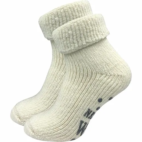 GAWILO Stoppersocken für Damen (1 o. 4 Paar) | Rutschfeste Hausschuhsocken | Weiche, kuschlige & warme Socken (ecru, 39/42, EU Schuhgrößensystem, Erwachsene, Damen, Numerisch (von/bis), M, 39, 42)