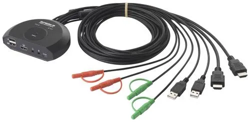 SpeaKa Professional SP-KVM-210 2 Port KVM-Umschalter HDMI - KVM-Switch für 2 Computer, unterstützt 4K Auflösung (4096 x 2160 Pixel) für gestochen scharfe Bildqualität und effizientes Multitasking.