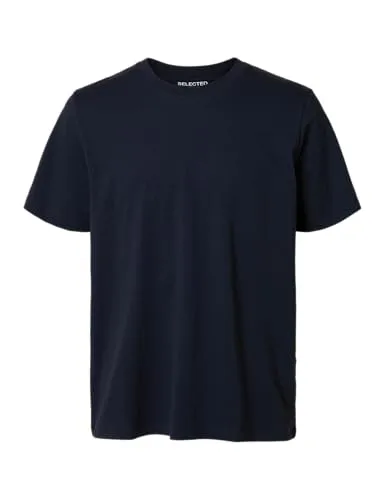 Selected Homme Blau Herren T-Shirt Slhaspen Slub Ss O-Neck Tee Noos L