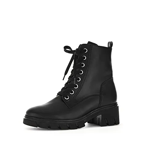 Gabor Damen Schnürstiefeletten, Frauen Schnürboots,Wechselfußbett,Moderate Mehrweite (G),Kurzstiefel,schwarz (Micro),39 EU / 6 UK