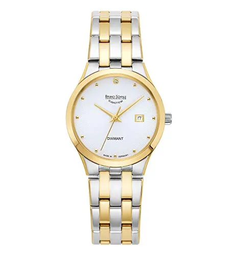 BRUNO SÖHNLE Quarzuhr 17-23197-252 - Armbanduhren mit glamouröser goldener Lünette und zarten goldenen Pünktchen, ideal für stilbewusste Damen, die ihr Handgelenk elegant schmücken möchten.