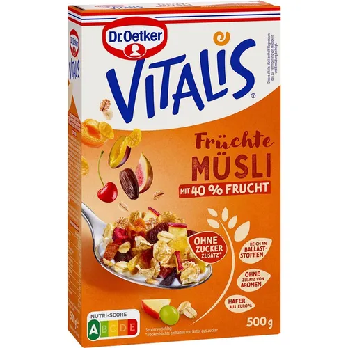 Dr. Oetker Vitalis Früchte ohne Zuckerzusatz Müsli 500 g von Dr. Oetker