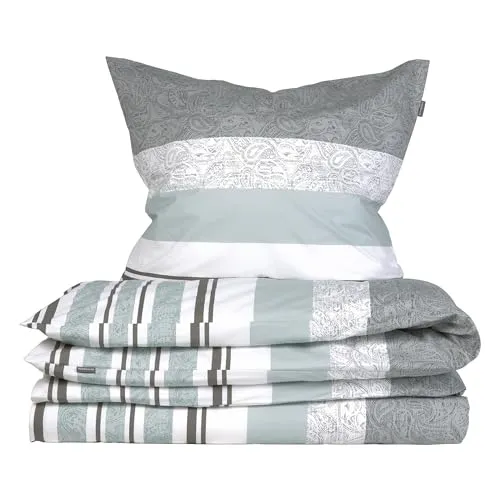 Schiesser Bettwäscheset Adele | 2-teilig | 100% Baumwolle - Bettwäsche-Set in Grau mit Paisley-Muster, aus 100% Renforcé Baumwolle, Oeko-Tex zertifiziert, pflegeleicht und allergikerfreundlich, ideal für einen erholsamen Schlaf.