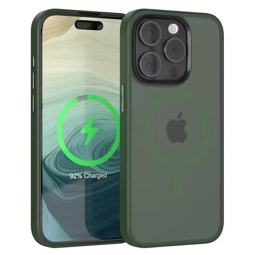 EAZY CASE Ultra Schutz Outdoor Hülle kompatibel mit iPhone 15 Pro kompatibel mit Qi-Charging, hochwertige Schutzhülle mit Aufprallschutz, Stoßfest, Kratzfest, Handyhülle mit Kameraschutz, Nacht Grün