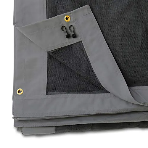 Moskitonetz für Gartenpavillon Forest Superior 3x3 m - Polyester - Insektengitter inkl. Haken, mit Reißverschluss - dunkelgrau