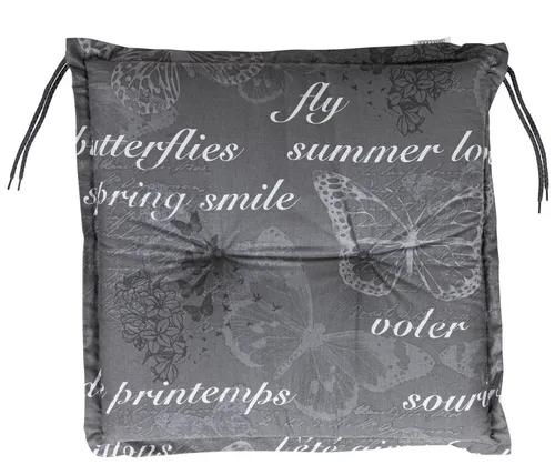 KETTtex Hockerauflage Hocker Bali 2385 grau Schmetterlinge 50x50x7 cm KETTtex