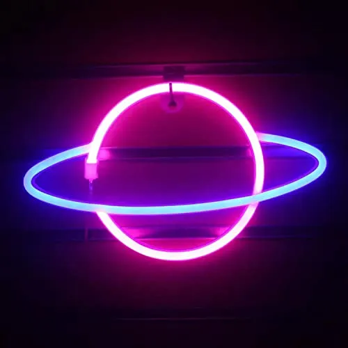 Planet orange blau Neonlicht LED Neon Schild USB Licht Lampe Reklame Leuchte Kunst Bar Party Wand Dekoration Weihnachten Nachtlicht Gaming Setup Streamer Hintergrund Beleuchtung dekorative Wandleuchte