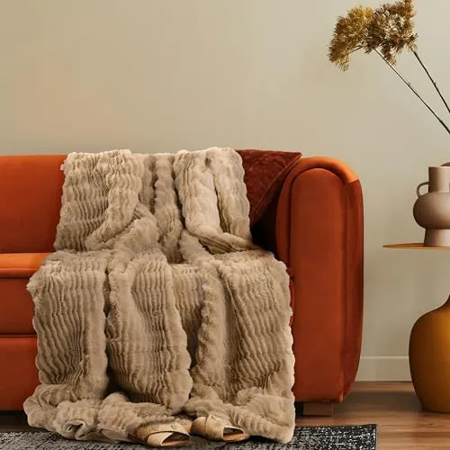 Paco Home Deko Wohnzimmer Decke Kuscheldecke Tagesdecke Waschbar Boho Aesthetic Sofadecke Schlafzimmer Modern Flauschig, Farbe:Beige, Größe:200x240cm