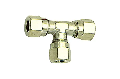 RIEGLER 112044-N 138 T-Verschraubung, Rohr-Außen-Ø 12 mm, SW 15, SW1 22, Messing vern., 1Stk