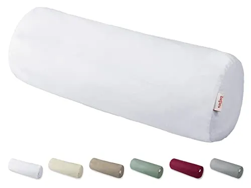 beties BasicSoft Nackenrollenhülle ca. 15x40 cm 100% Baumwolle Jersey Nackenrolle Nackenrollen-Bezug Nacken-Kissen - pur-weiß