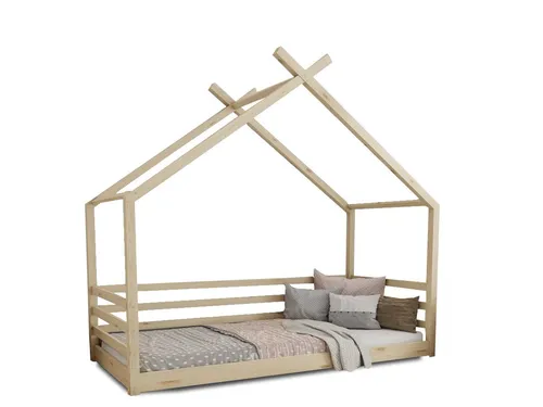 Deine Möbel 24 Kinderbett Hausbett MOON in Weiß Kiefer Grau - Hausbett MOON für kreative Spiel- und Schlafmomente. Mit sicherem, niedrigem Einstieg und robuster Kiefernholz-Bauweise. Ideal für Kinder, die ihr Zimmer lieben.
