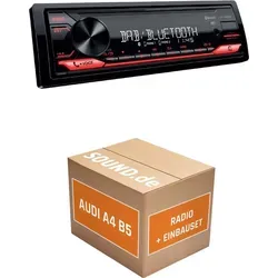 Autoradio Einbaupaket JVC KD-X282DBT für Audi A4 B5 | Bluetooth & DAB+ - Komplettset für den Austausch Ihres Autoradios im Audi A4 B5 (1994-2001) mit JVC KD-X282DBT. Einfache Installation, inklusive Entriegelungsbügel und Phantomspeisung für optimalen Radioempfang.