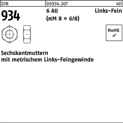 100er PACK(Stk) 000934060070080100 Sechskantmutter DIN 934 links M 8 x 1 -LH 6