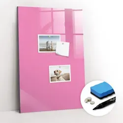 Tulup Magnettafel Pink 40x60 cm – Elegante Glas-Magnettafel - Vielseitige Magnettafel aus gehärtetem Glas, ideal für Schule, Büro und Zuhause. Inkl. 5 Neodym-Magneten und Marker. Organisieren Sie Notizen stilvoll und kreativ!