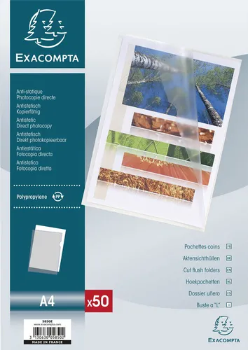 EXACOMPTA Sichthülle DIN A4 PP 0,12 mm genarbt transparent 50 Hüllen