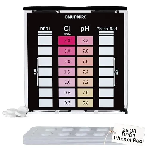 Pool Tester pH und Chlor 2in1 | Wassertester Schütteltest | DPD1 und Phenol Red | Reagenztabletten (2x30 Stück)