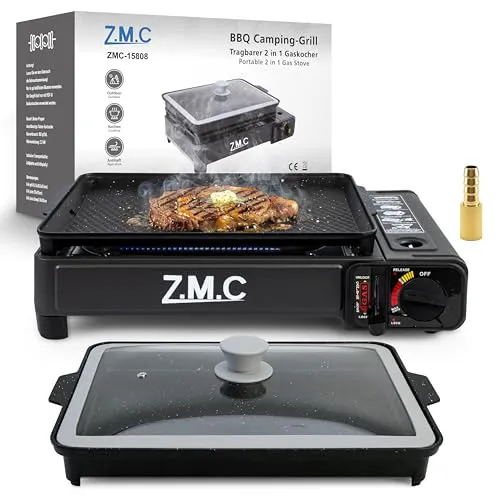2in1 Gas Kocher Campingkocher + Grillplatte von Z.M.C