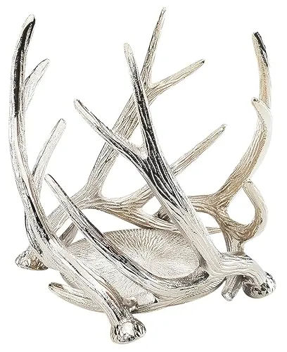 Kobolo Kerzenhalter GEWEIH aus Metall (silber) - Kerzenständer im modernen Landhausstil, ideal für Wohnzimmer, Esszimmer oder Küche und schafft ein besonderes Wohnambiente. Lieferung ohne Deko.