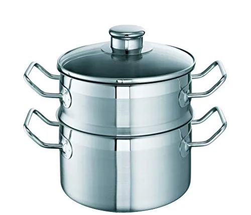 Schulte-Ufer 0128-20 i Alles-Dämpfer Profi-Line, 20 cm - Dampfgarer aus hochwertigem rostfreien Edelstahl, ideal für alle Herdarten, inkl. Induktion, mit praktischer Innenskalierung und energiesparendem Allherd-Kupferboden.