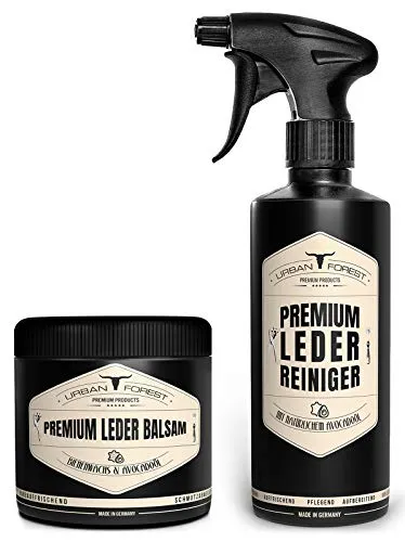 URBAN FOREST Lederpflege SPARSET - Premium Balsam & Reiniger 2er Set - Lederpflege für Reitsport: Pflege und Schutz für alle Glattlederprodukte mit Bienenwachs & Avocado-Öl, hergestellt in Deutschland. Schützt vor Rissbildung, Austrocknung und verlängert die Lebensdauer.