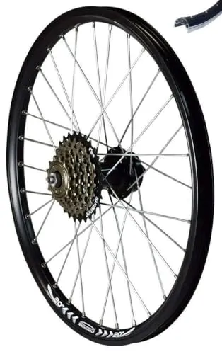 Redondo 20 Zoll Hinterrad Laufrad Felge Schwarz Disc + 6-Fach Kranz - Laufrad mit 20 Zoll Hohlkammerfelge in Schwarz, ideal für Scheibenbremsen. Inklusive montiertem 6-Fach Kranz für optimale Leistung und Stabilität.