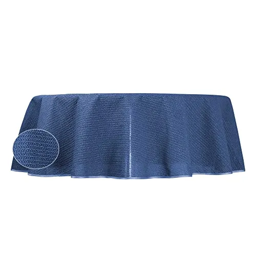 Gartentischdecke Outdoor 140 cm rund Blau wetterfest wasserabweisend rutschfest abwischbar PVC Weichschaum Tischdecke für Garten Balkon Camping