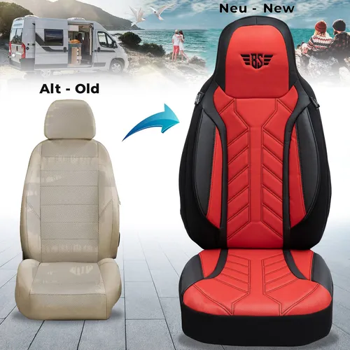 BREMER SITZBEZÜGE für FIAT Ducato Jumper Boxer DPL502 - Sitzbezüge für Wohnmobile: Hochwertiges Kunstleder und Lakoste-Gewebe, atmungsaktiv und pflegeleicht. Einfache Montage, ideal für höchsten Komfort und Schutz bei langen Fahrten.