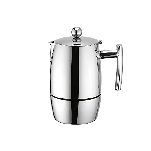 Weis Espressokocher aus Edelstahl, Silber - Espressokocher für alle Herdarten, aus hochwertigem Edelstahl, leicht zu reinigen und perfekt für aromatischen Kaffee.