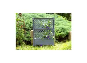 KHW Spalier mit Erdspießen, 100x6x140 cm - Witterungsbeständiges Spalier aus grauem Kunststoff, ideal für Garten und Terrasse. UV-beständig und winterfest für langfristige Nutzung.