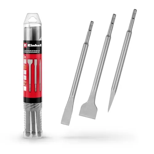 EINHELL SDS-Plus Meißel-Set 247200, 3-teilig, 250 mm - 3-teiliges Meißel-Set mit robusten 250 mm Meißeln für Abbruch- und Renovierungsarbeiten. Ideal für verschiedene Materialien und kompatibel mit gängigen SDS Plus Bohrhämmern.
