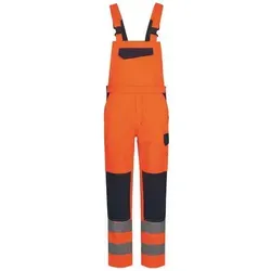 BAUTZEN WARNSCHUTZ-LATZHOSE Gr.58 Safestyle® ORANGE/MARINE - Arbeits- & Schutzkleidung, hochsichtbare Latzhose nach EN ISO 20471, ideal für sicheres Arbeiten bei schlechten Lichtverhältnissen.