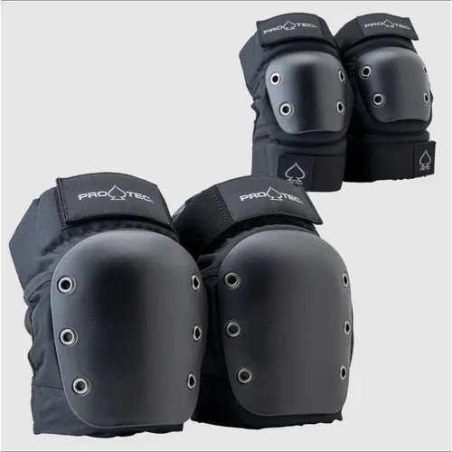 Pro-Tec Sportprotektoren Treet Knee/Elbow Pad Et Open 1906 - Schutz für Knie und Ellbogen in Schwarz, Größe S, ideal für Skateboarding. Hergestellt aus strapazierfähigem Polyester für optimalen Komfort und Sicherheit.