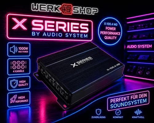 Audio System X-80.4 D - 4-Kanal Verstärker - Car-HiFi-Endstufen mit 4 x 150 Watt RMS, ideal für kraftvollen Sound im Auto, ausgestattet mit regelbarem Hoch- und Tiefpass sowie Überlastungsschutz.