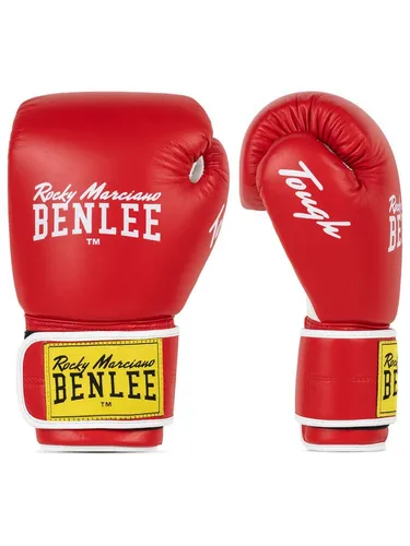 BENLEE Boxhandschuhe aus Leder Tough Red/White 14 oz - Hochwertige Boxhandschuhe aus Leder in Rot/Weiß, ideal für intensives Training und Wettkämpfe, bieten optimalen Schutz und Komfort.